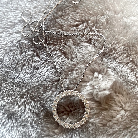 14k White Gold Diamonique Brilliant CZ Necklace - Picture 4 of 11